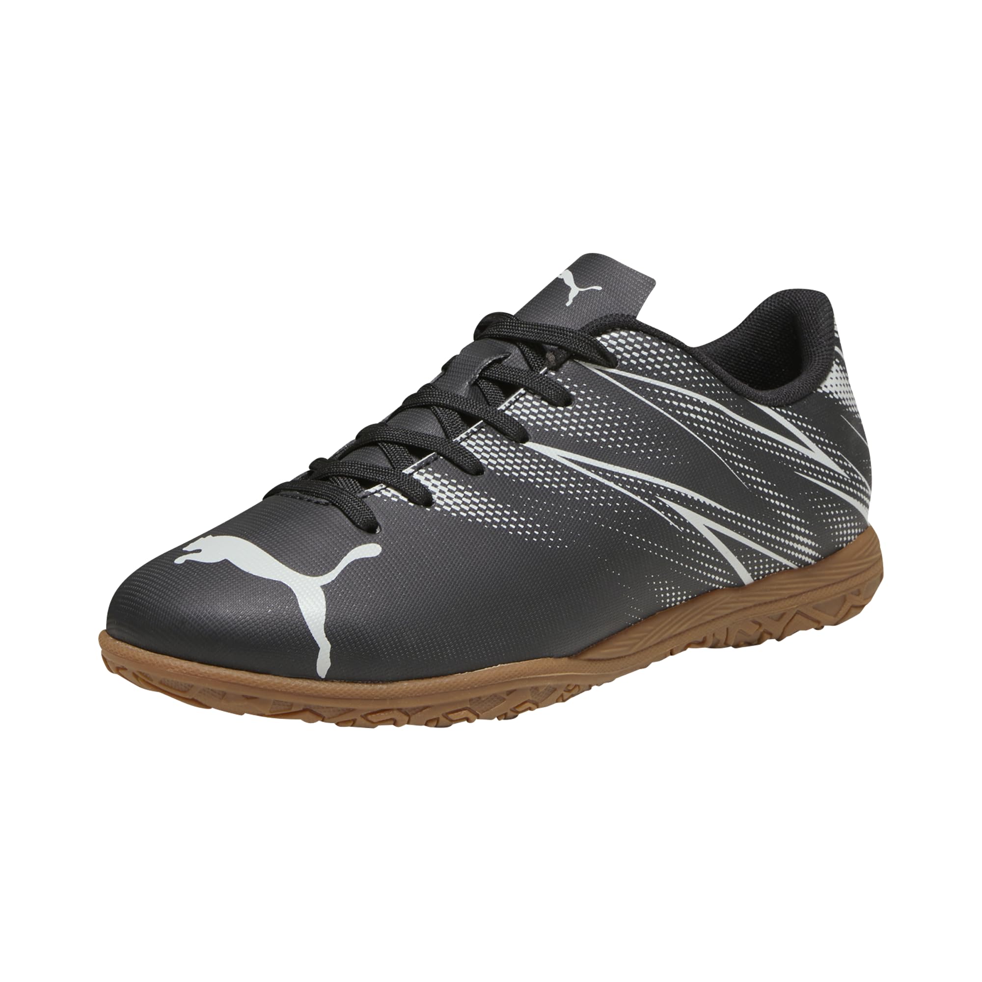 PUMA Attacanto Indoor Training Sneaker, Black-Silver Mist, 4 US Unisex Big Kid