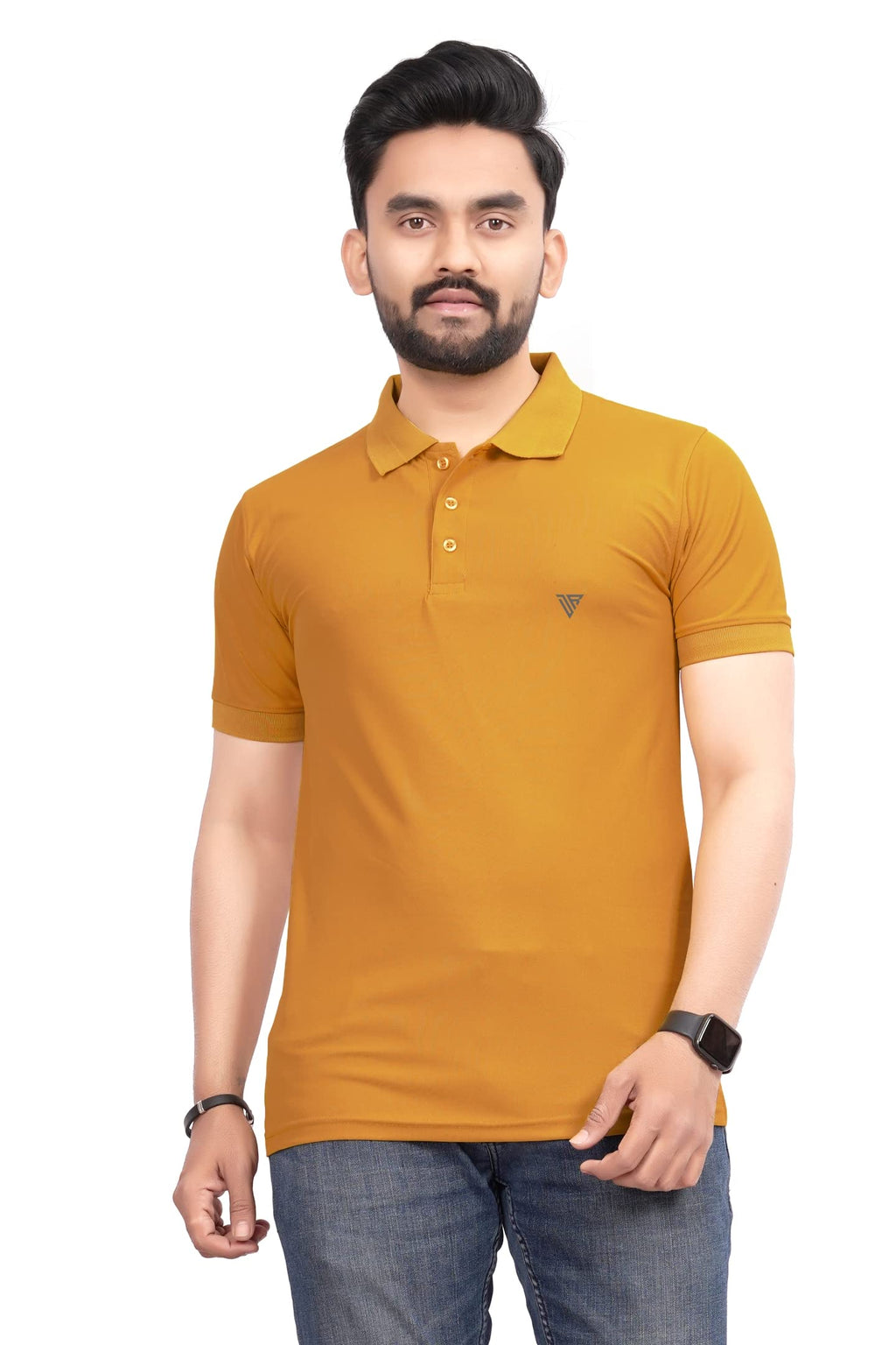 More & More MenS Solid Regular Fit Polo