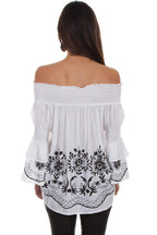 OFF SHOULDER EMB. BLOUSE