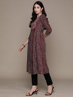 Ishin Women'S Viscose Rayon Embellished Purple A-Line Kurta