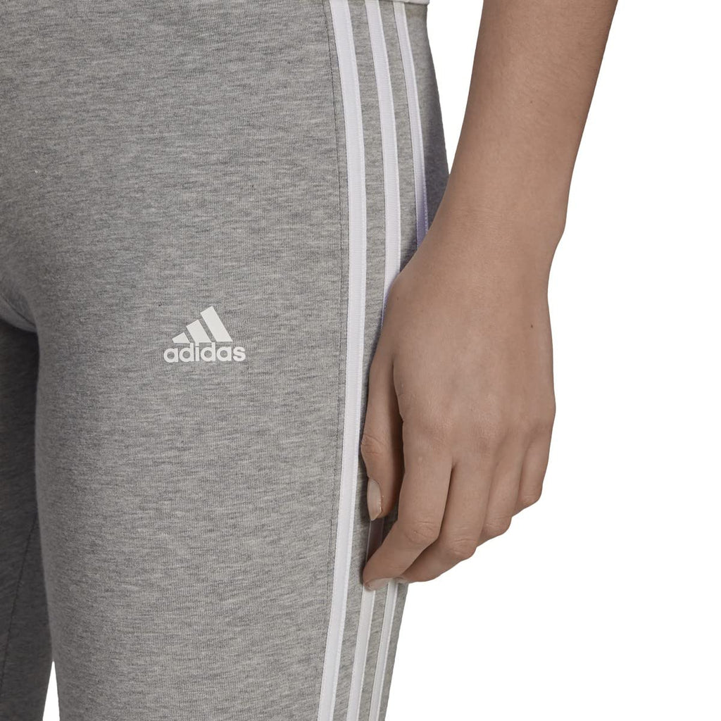 adidas Women's Essentials 3-stripes Leggings, Medium Grey Heather/White, Large