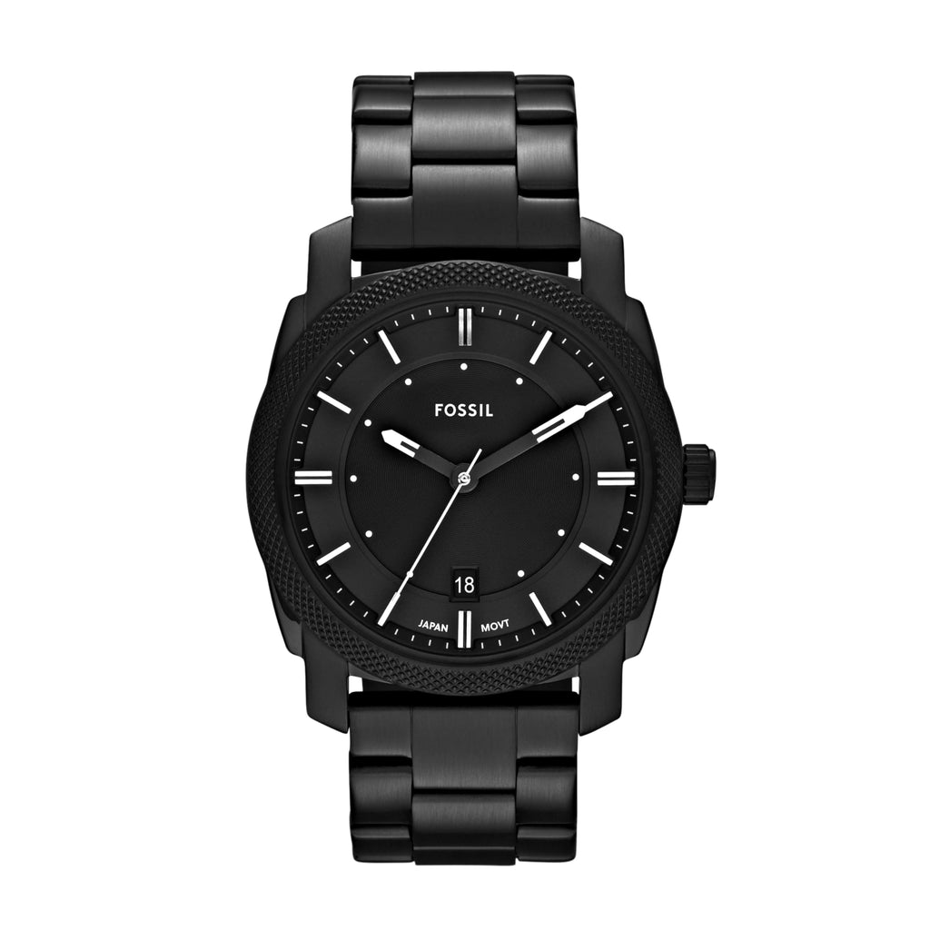 Fossil Men's Machine Quartz Stainless Steel Three-Hand Watch, Color: Black (Model: FS4775)