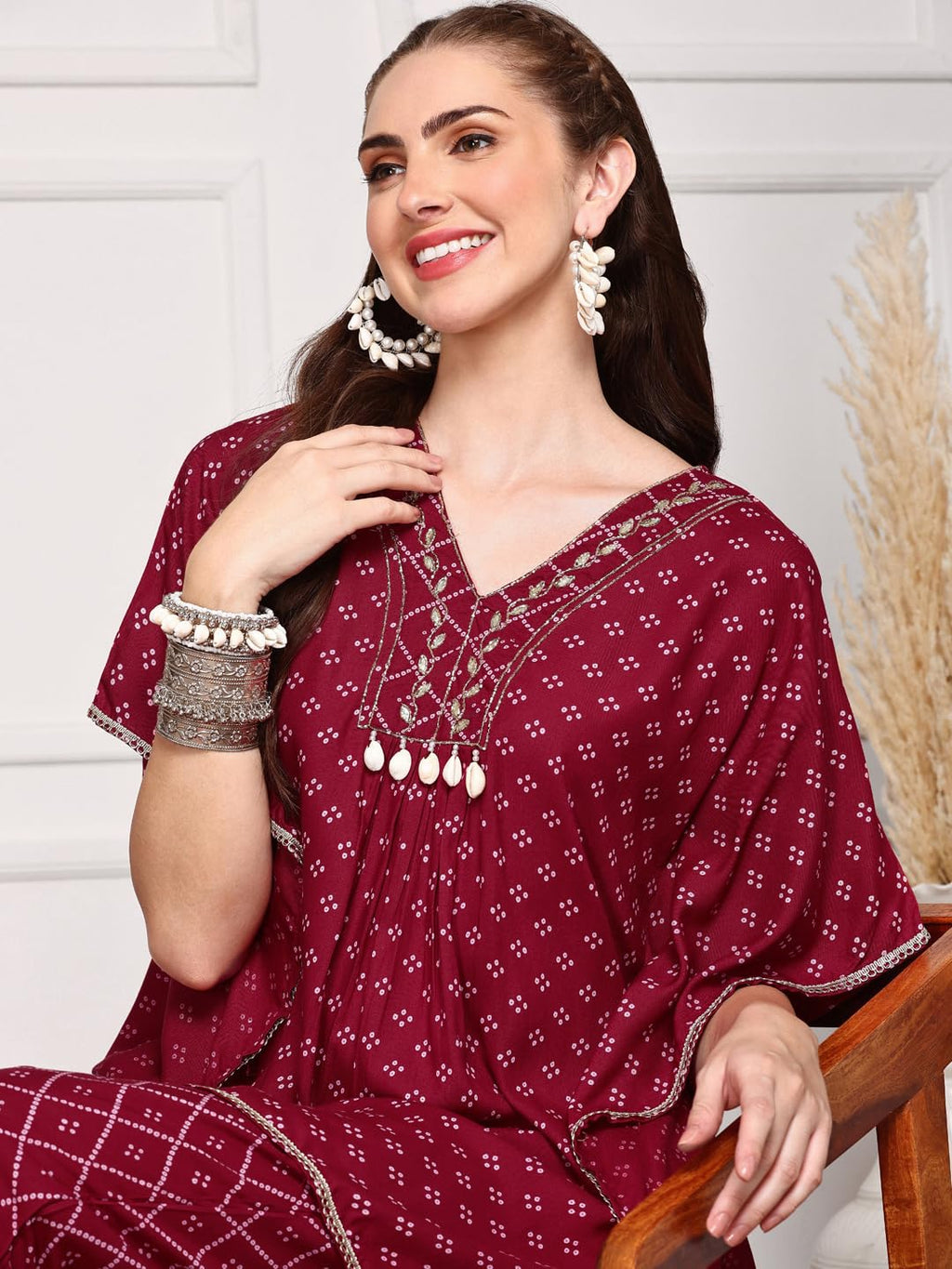 Ishin Women Maroon 2 Pcs Set (Kurta With Bottom)