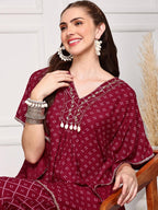 Ishin Women Maroon 2 Pcs Set (Kurta With Bottom)