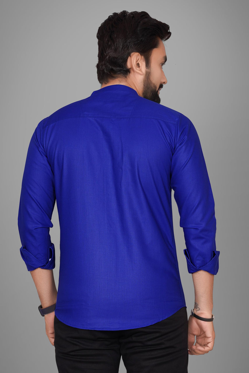 Besix MenS Regular Fit Solid Cotton Shirt | Chinese Collar | Casual | Plain | Branded | Mandarin Collar | Full Sleeve | Summer