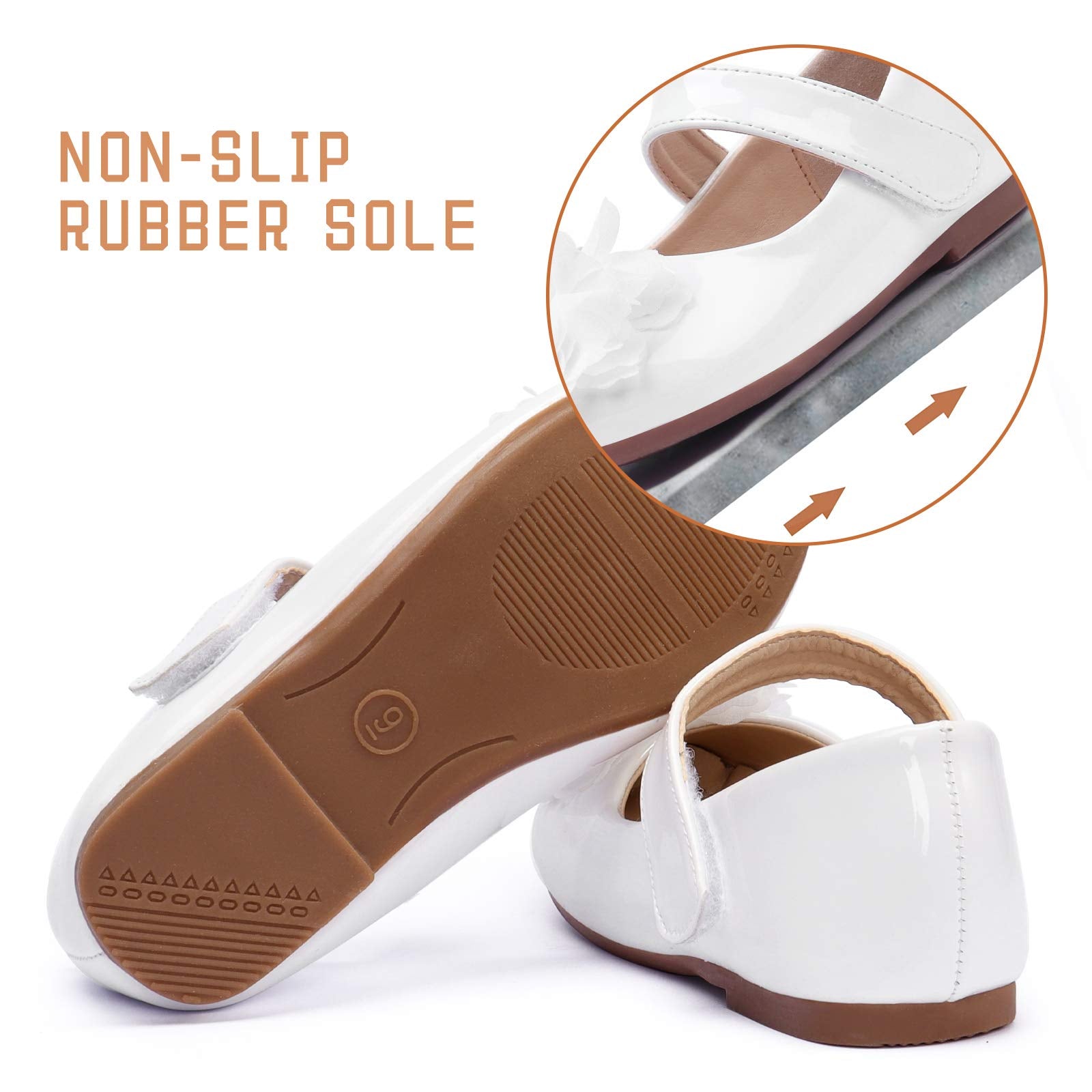 ADAMUMU Toddler Dress Shoes Flower Girl Shoes for Weeding Cute Toddler Mary Jane Shoes Lace Flore Ballet Flat for Walking,Jumpin