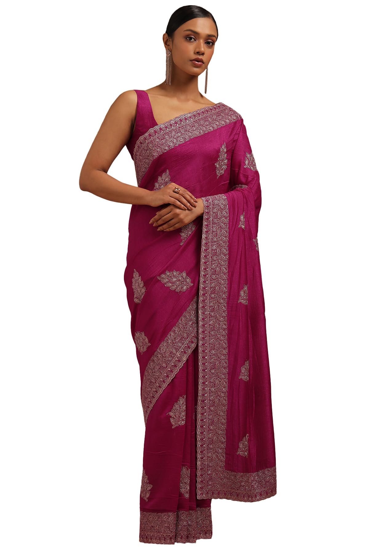 Soch Women Tussar Embroidered Saree with Work