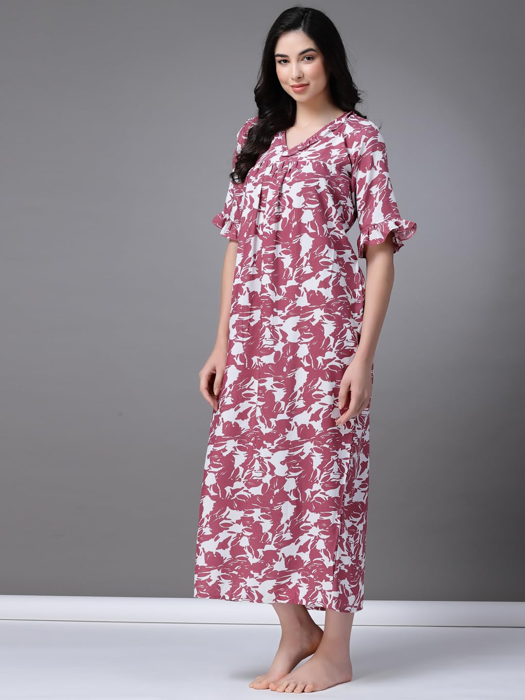 OOMPH! Cotton Blend Nighty for Womens | Night Gown | Nighty | Nightdress | Maxi Dress | Sleepwear | Gown for Women | Nighties |