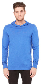 Unisex Jersey Long-Sleeve Hoodie - HEATHER NAVY - XS(D0102H7WFAP)