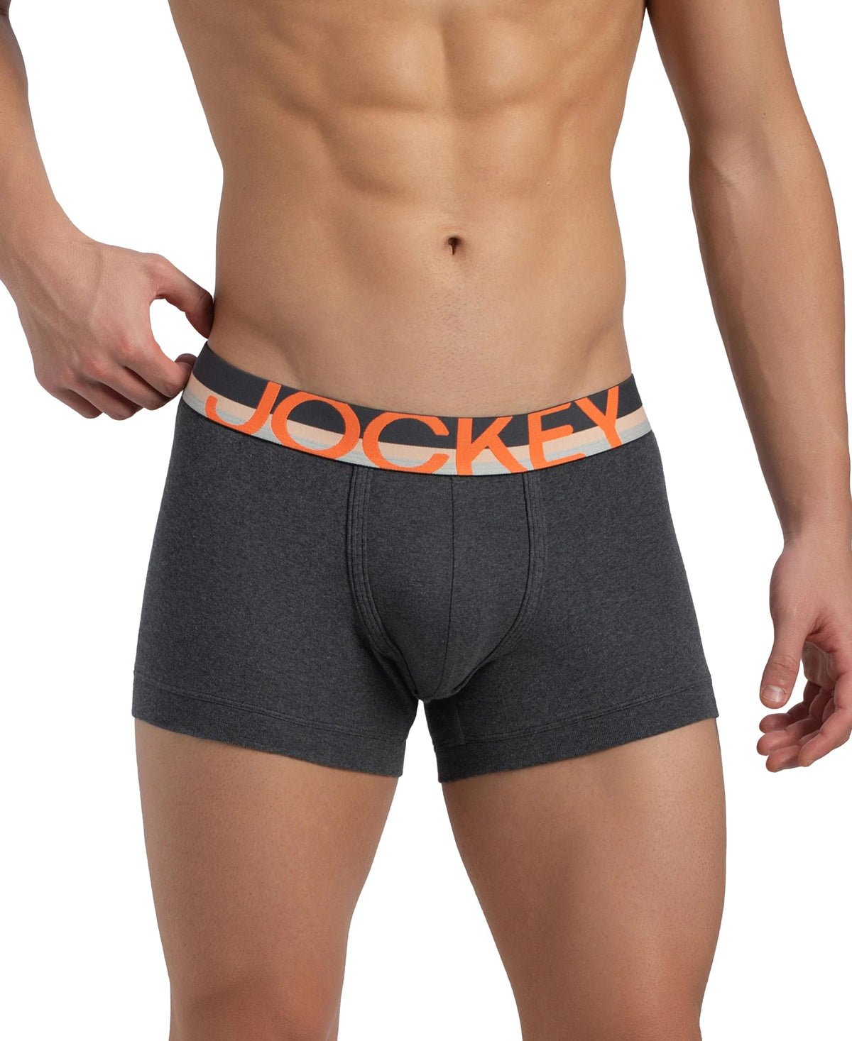 Jockey Fp03 MenS Super Combed Cotton Rib Solid Trunk With Ultrasoft Waistband_Charcoal Melange_Xl