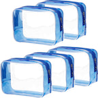 Pangda 5 Pack Clear PVC Zippered Toiletry Carry Pouch Portable Cosmetic Makeup Bag for Vacation, Bathroom and Organizing (Small,