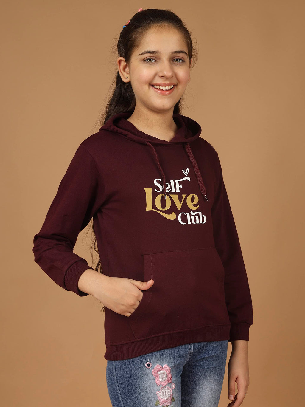 Kyda Kids Girls Cotton Hooded Neck Hoodies - Sweatshirt With Hoodies Full Sleeves Girls Winter Wear, Long Sleeve Sweatshirts For