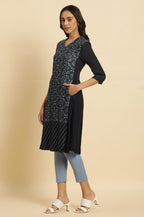 W For Woman Blue Suzani Motif Dobby Kurta