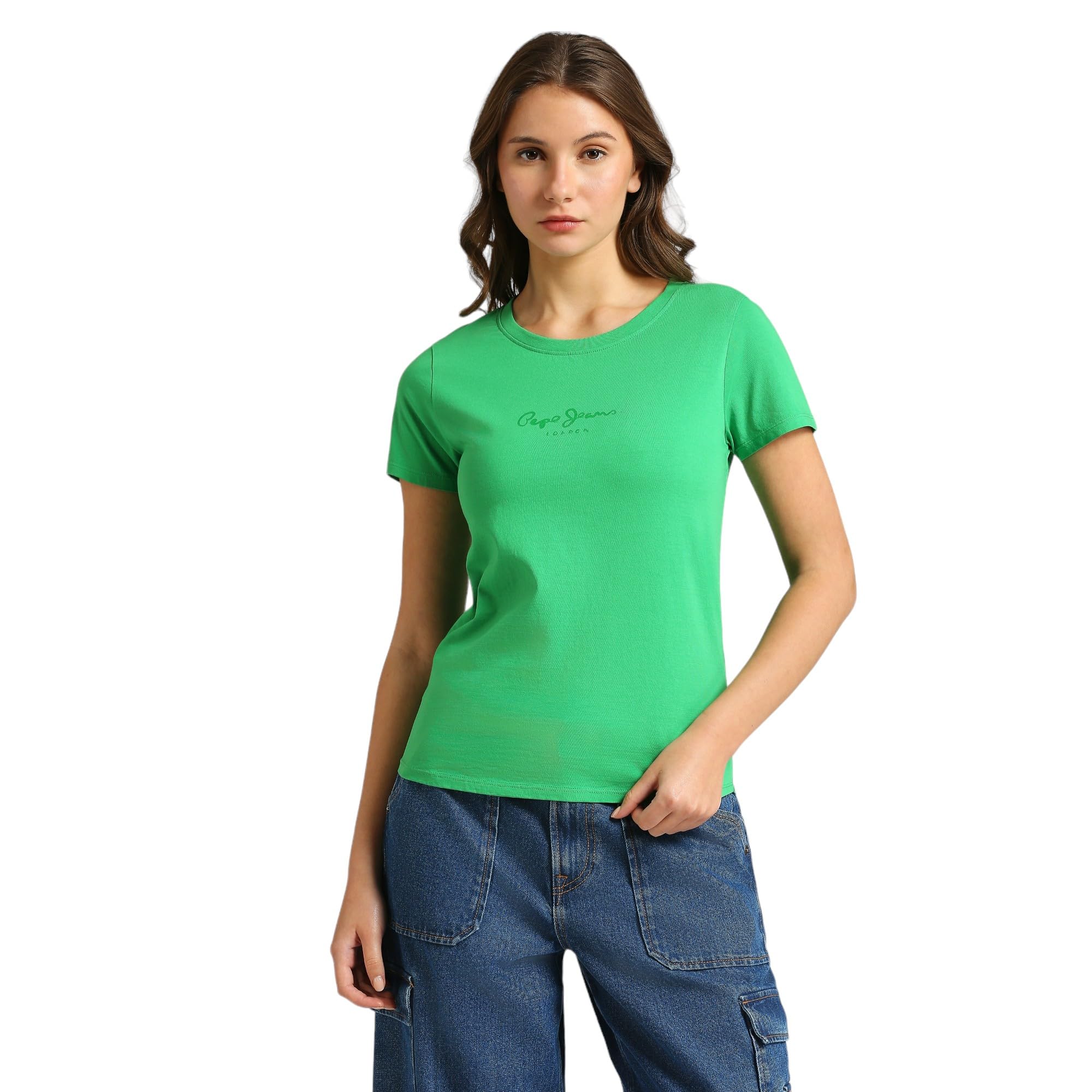 Pepe Jeans WomenS Regular Fit T-Shirt (Pl505912_Pop Green