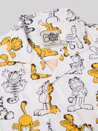 The Souled Store Garfield: Lazy Vibes Boys Short Sleeves Collared Neck Button Front White All Over Printed Rayon Regular Fit Shi