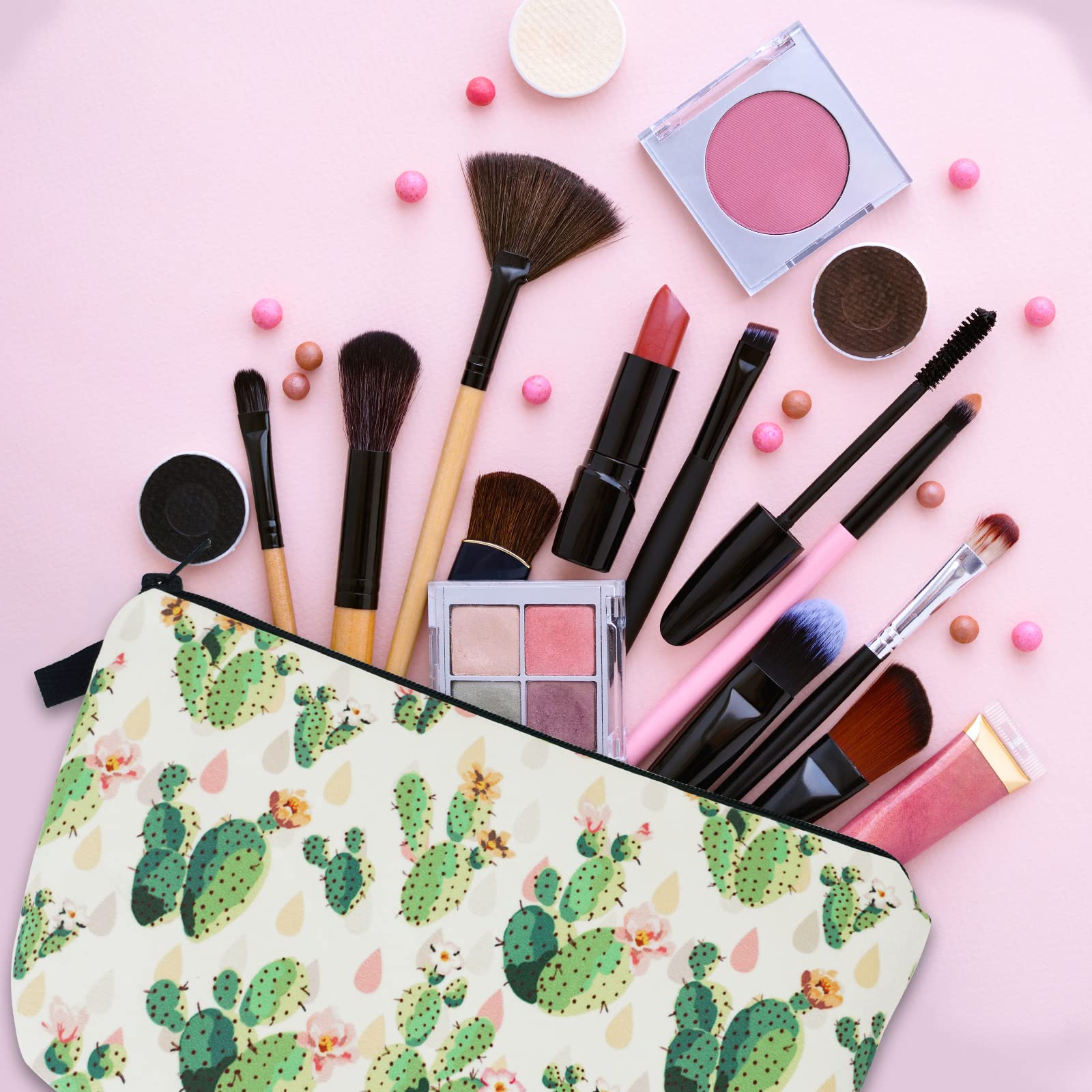 Cosmetic Bags for Women Small Cute Lovely Succulent Cactus Makeup Bag for Purse Travel Toiletry Bag Accessories Organizer Zipper