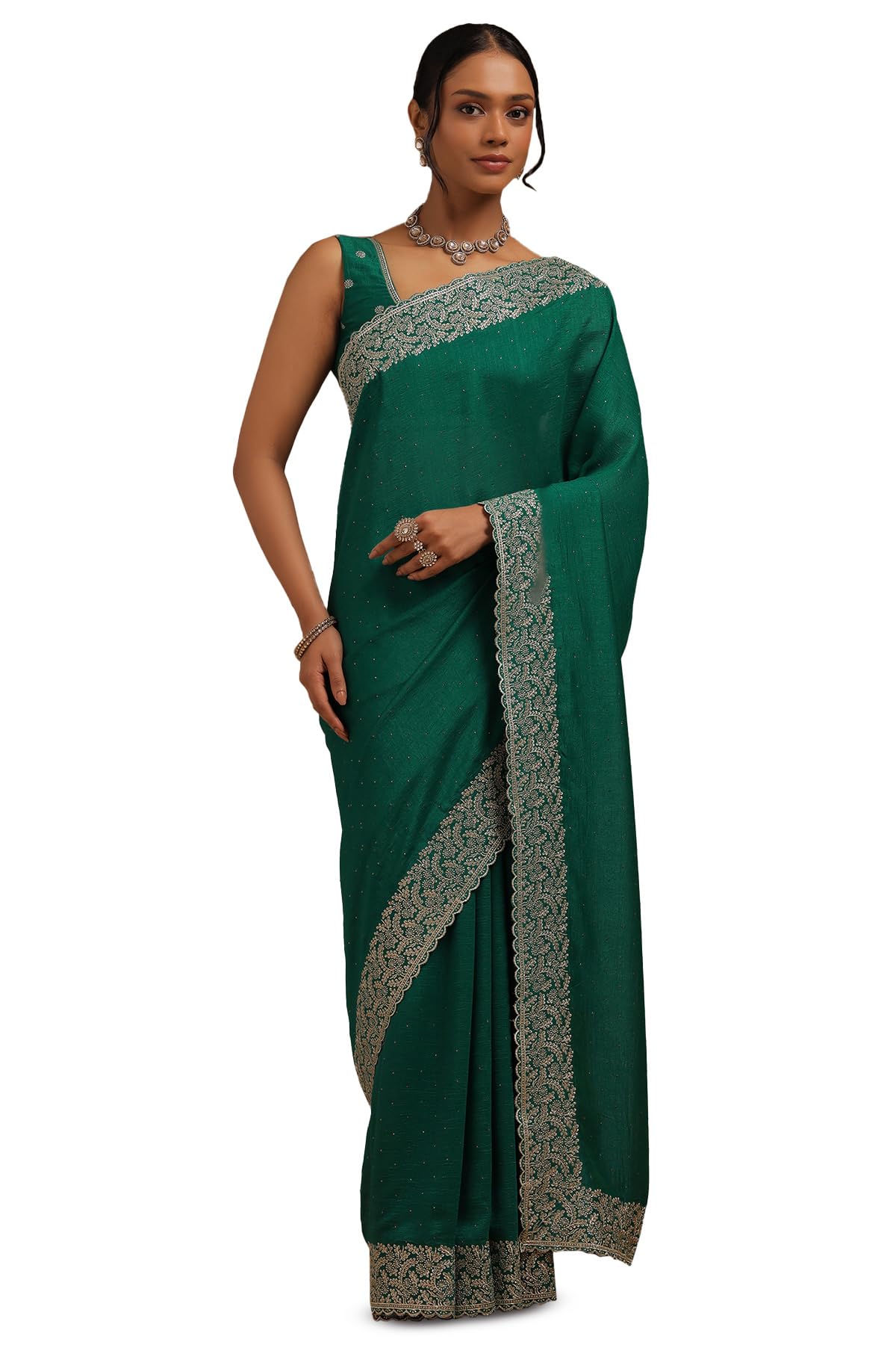 Soch Women Tussar Embellished Saree with Work