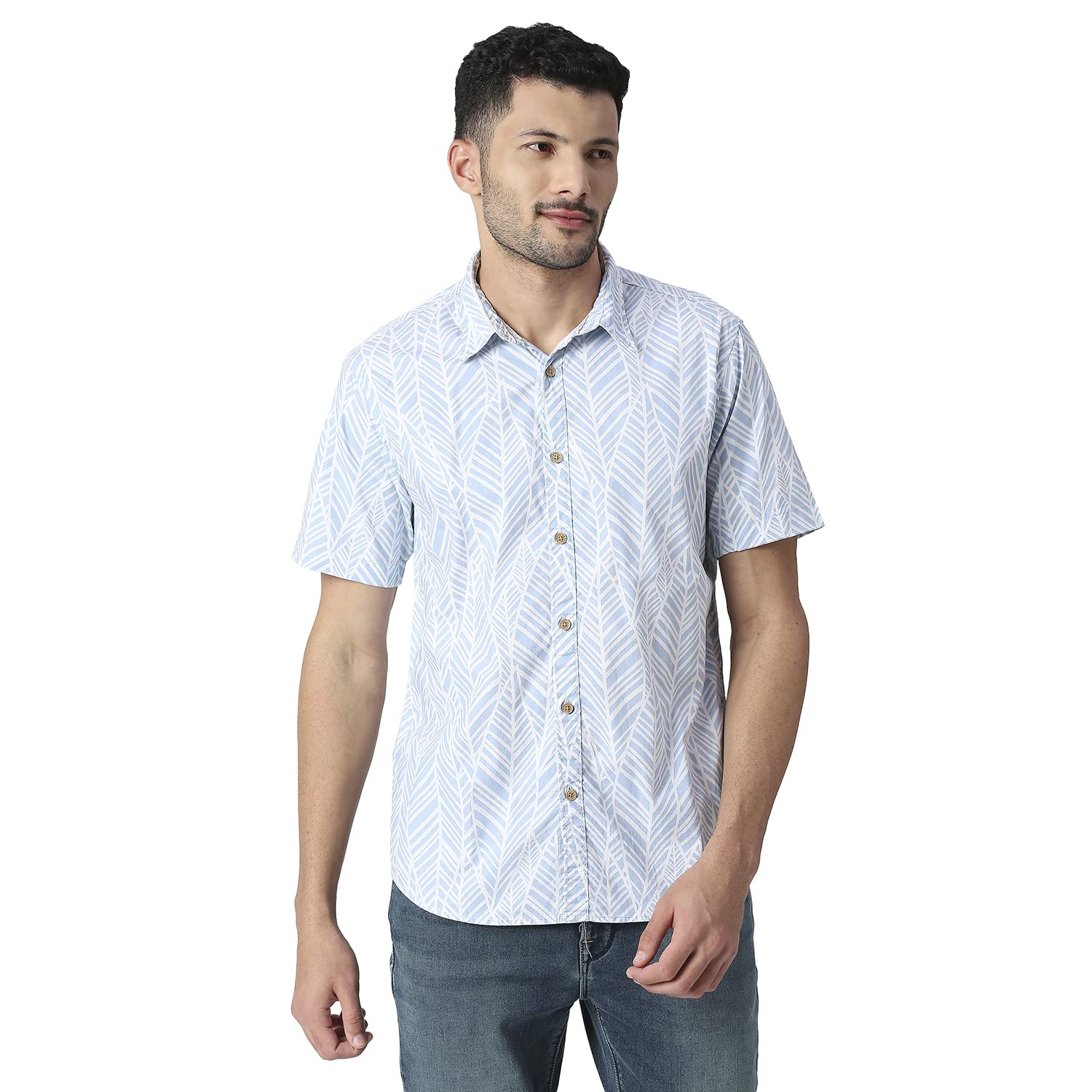 Pepe Jeans MenS Printed Regular Fit Shirt (Pm308140551Xxl_Sky Blue
