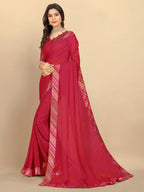 rangita Women Pink Bandhej Printed Georgette Saree With Blouse Piece