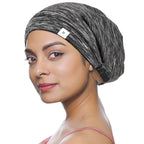 Yanibest 100% Mulberry Silk Lined Sleep Cap Christmas Silk Bonnet for Sleeping - Dark Black Hair Cover Bonnet for Natural Hair A