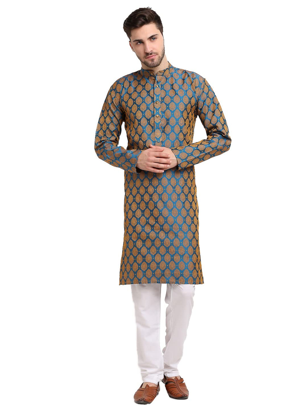 Jompers Mens Jacquard Woven Design Kurta Pyjama Set