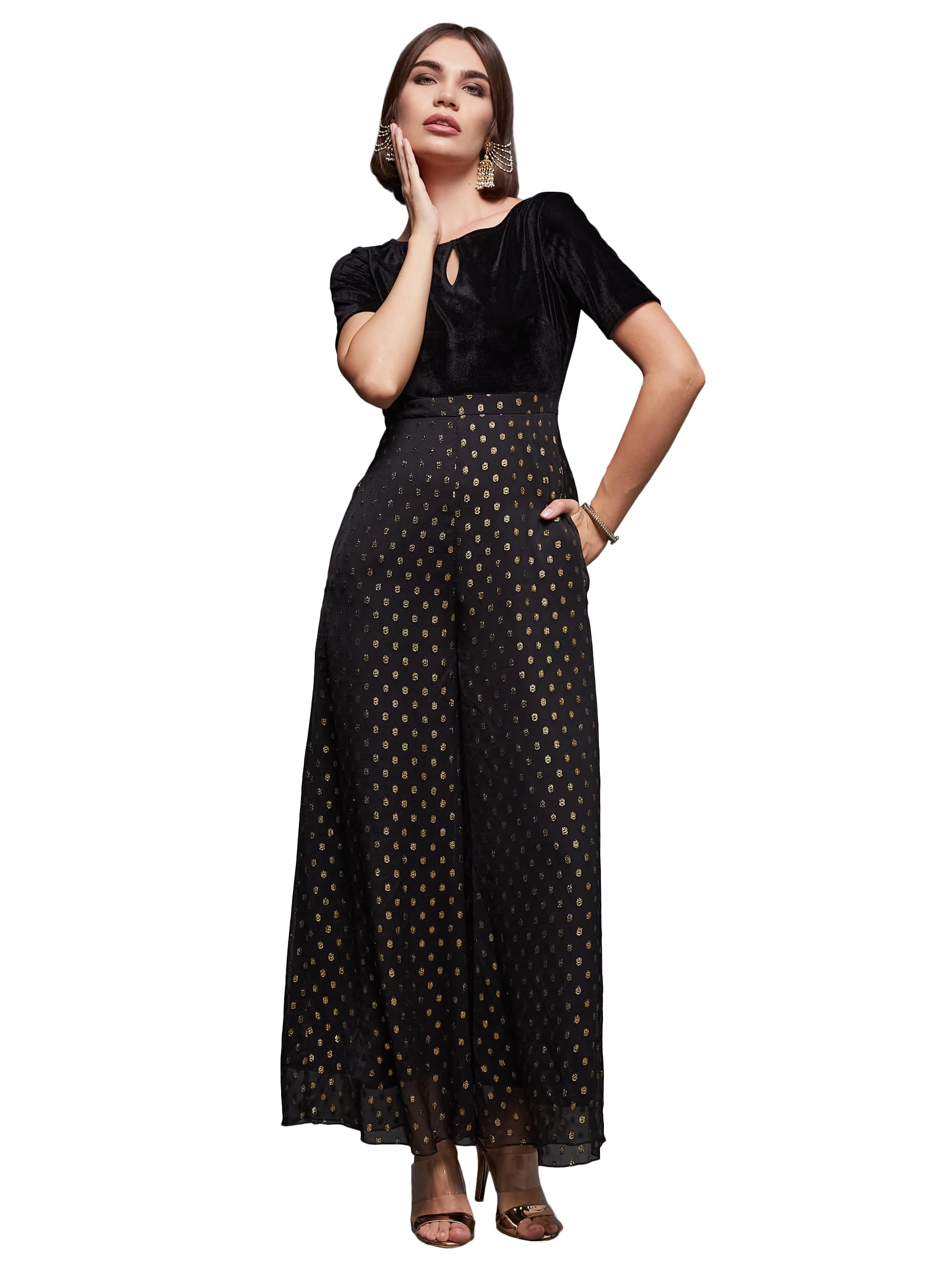 Miss Chase WomenS Boat Neck Half Sleeve Regular Length Printed Jumpsuit With Pockets (Plus Size Available) (Mcss23D15-64-62-07, 