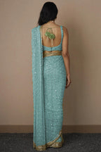 Vairagee Women Soft Net Silk Jari Square Shape Embroidery & Sequence Work Saree With Unstiched Blouse