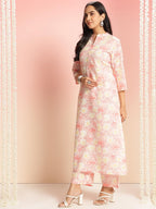 ANNI DESIGNER Womens Rayon Viscose Straight Printed Kurta with Pant (Barani Cream_S_Cream_Small)