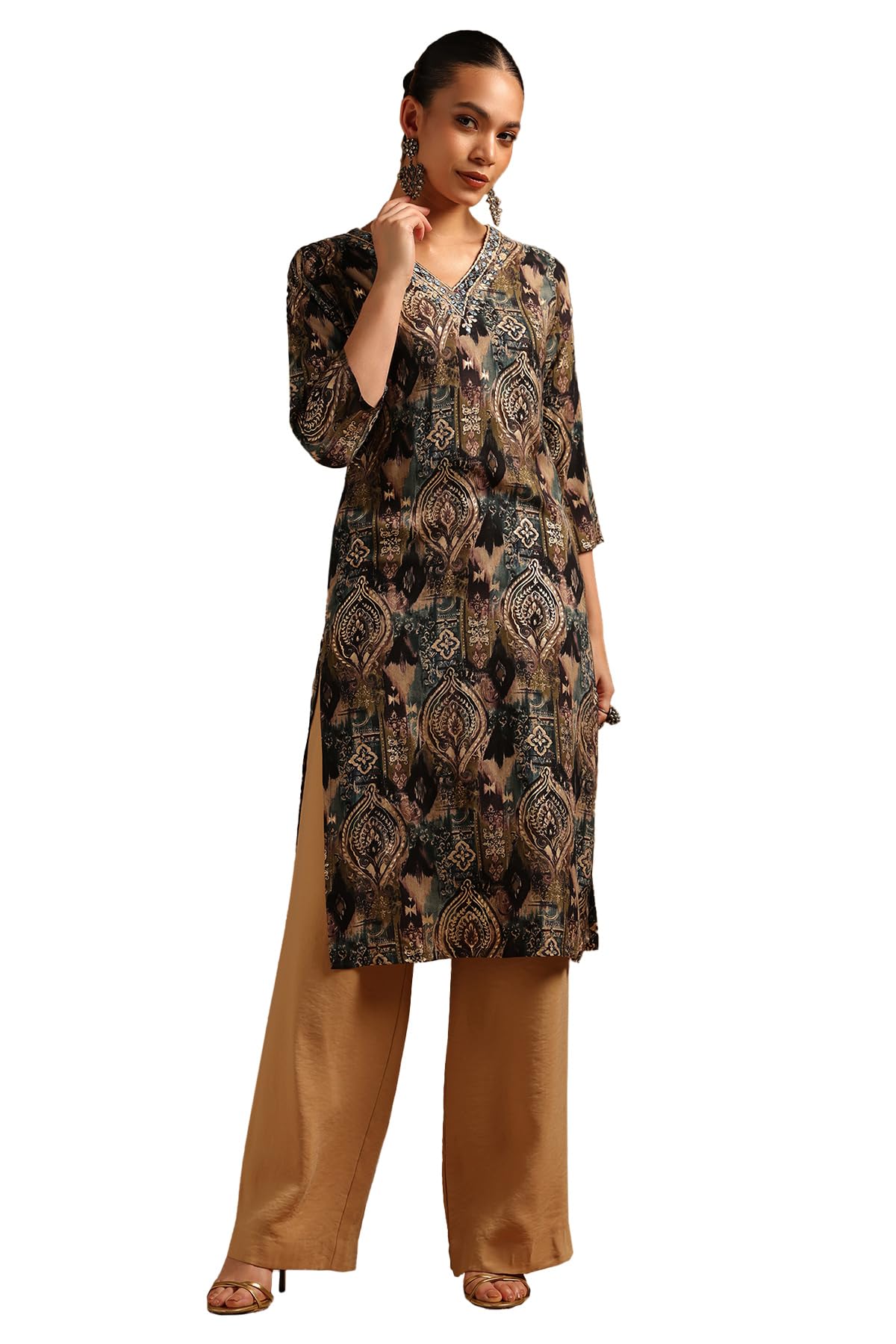 Soch Women Rayon Ethnic Motifs Kurta with Mirror Work
