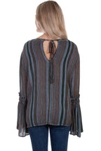 BRAIDED BELL SLV TIE BACK BLOUSE