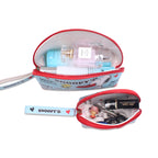 FINEX 2 pcs Set Snoopy and Woodstock PU Leather ONE Cosmetic Bag Make up Organizer + ONE Coin Purse with Straps