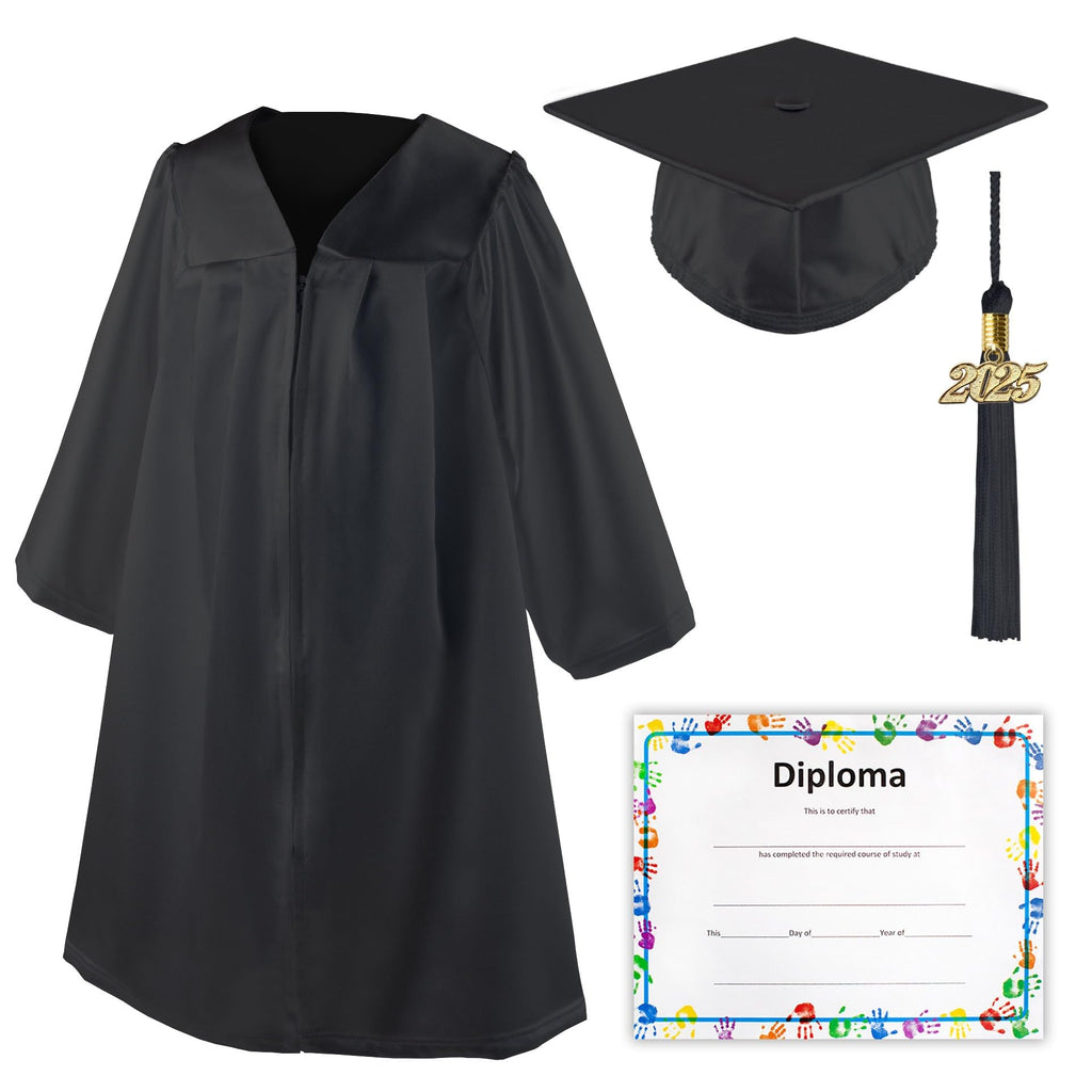 Class Act Graduation Shiny Kindergarten Preschool Graduation Cap and Gown with Matching Tassel and Diploma Certificate, Kelly Gr