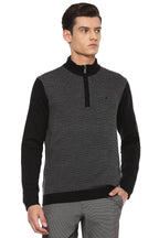 Louis Philippe MenS Acrylic Blend Asymmetric Neck Sweater (Lpswmrgfm29056_Black