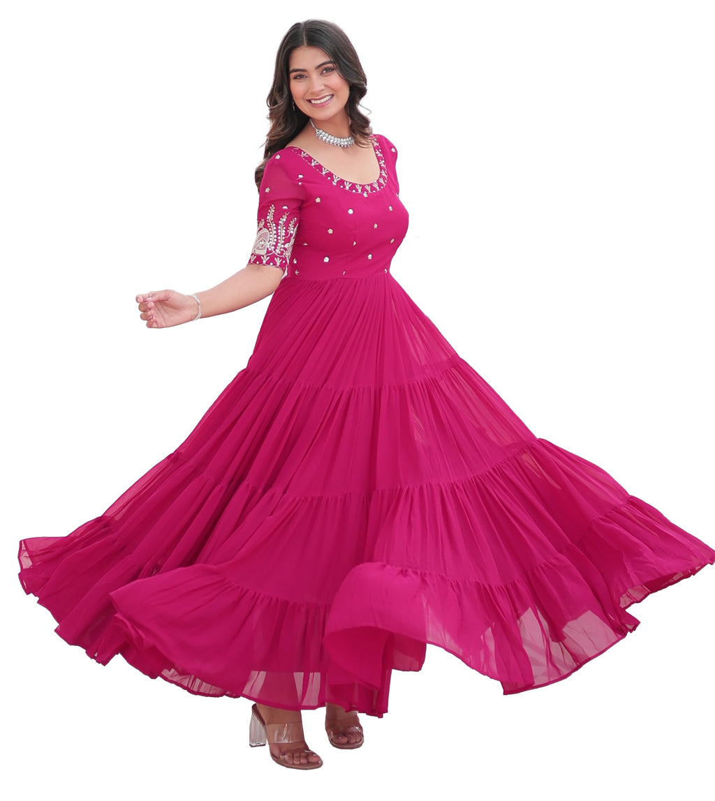 Fashion Basket Anarkali Gown For Women Pink