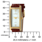 Peugeot Women's Slim 14K Gold Plated White Mother of Pearl Face Roman Numeral Brown Leather Thin Strap Dress Watch 3017BR