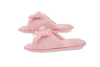 Living Health Products W1-10-pink-5-6 Womens Memory Foam House Slippers - Open Toe coral fleece slipper with butterfly tie  pink