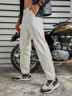 High Star Men Tapered Fit Mid-Rise Clean Look Cotton Jeans Beige