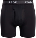 IZOD Men's Underwear - Performance Boxer Briefs with Mesh Functional Fly (5 Pack), Size Large, Black/Black/Black/Black/Black