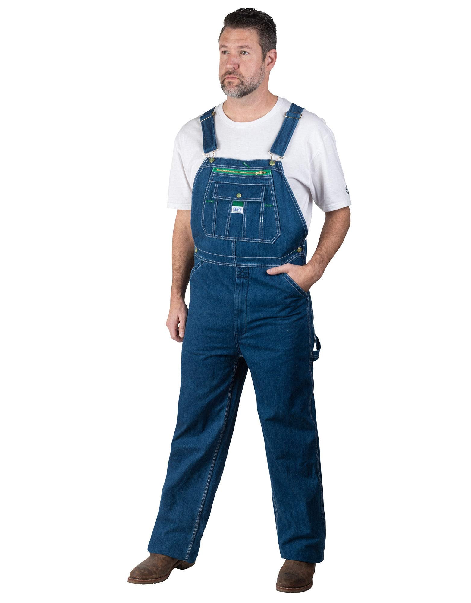 Liberty mens Stonewashed Denim Bib overalls and coveralls workwear apparel, Stonewashed Blue (Sw9), 36W x 32L US
