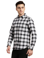 Turtle Men 100% Cotton Black & White Check Slim Fit Casual Shirt
