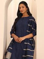 Libas Womens Woven Design Cotton Blend Straight Kurta With Trousers And Dupatta