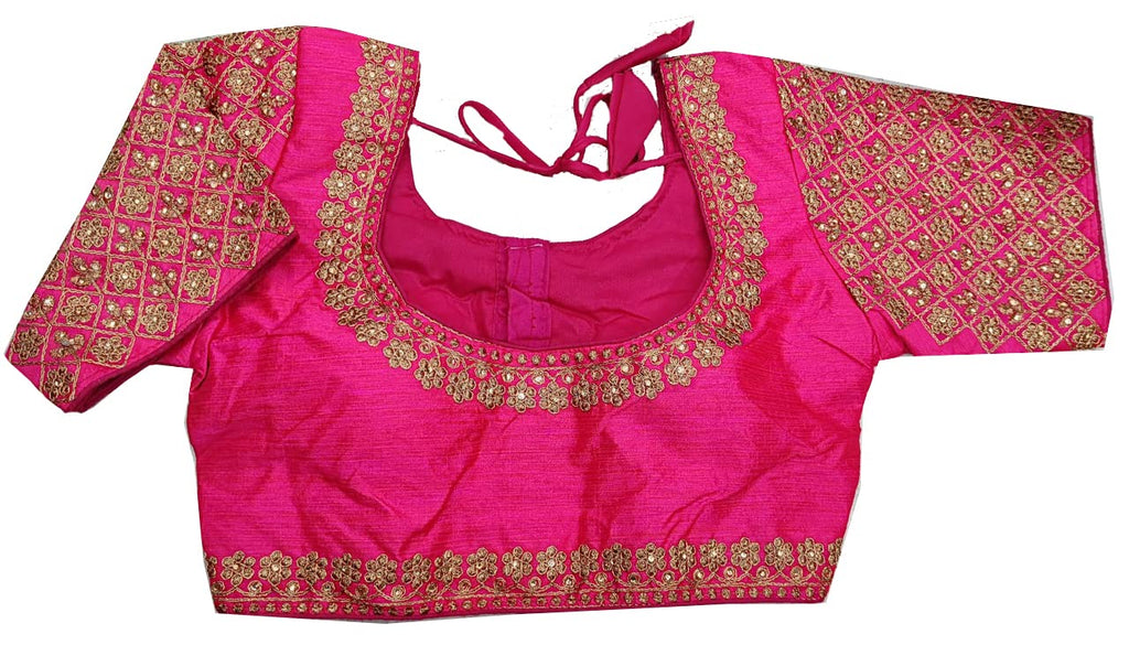 Vihu Fashion WomenS Heavy Embroidery Handwork Half Sleeves Readymade Blouse