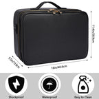 Oewoer Travel Makeup Train Case PU Leather Professional Makeup Case 16 with Adjustable Strap Portable Cosmetic Organizer Artist