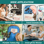 JOINDO Skin Makeup Bag, Skin Care Cosmetic Toiletry Bag, Preppy Makeup bag,Portable Makeup Zipper Pouch Storage Purse, PU Leathe