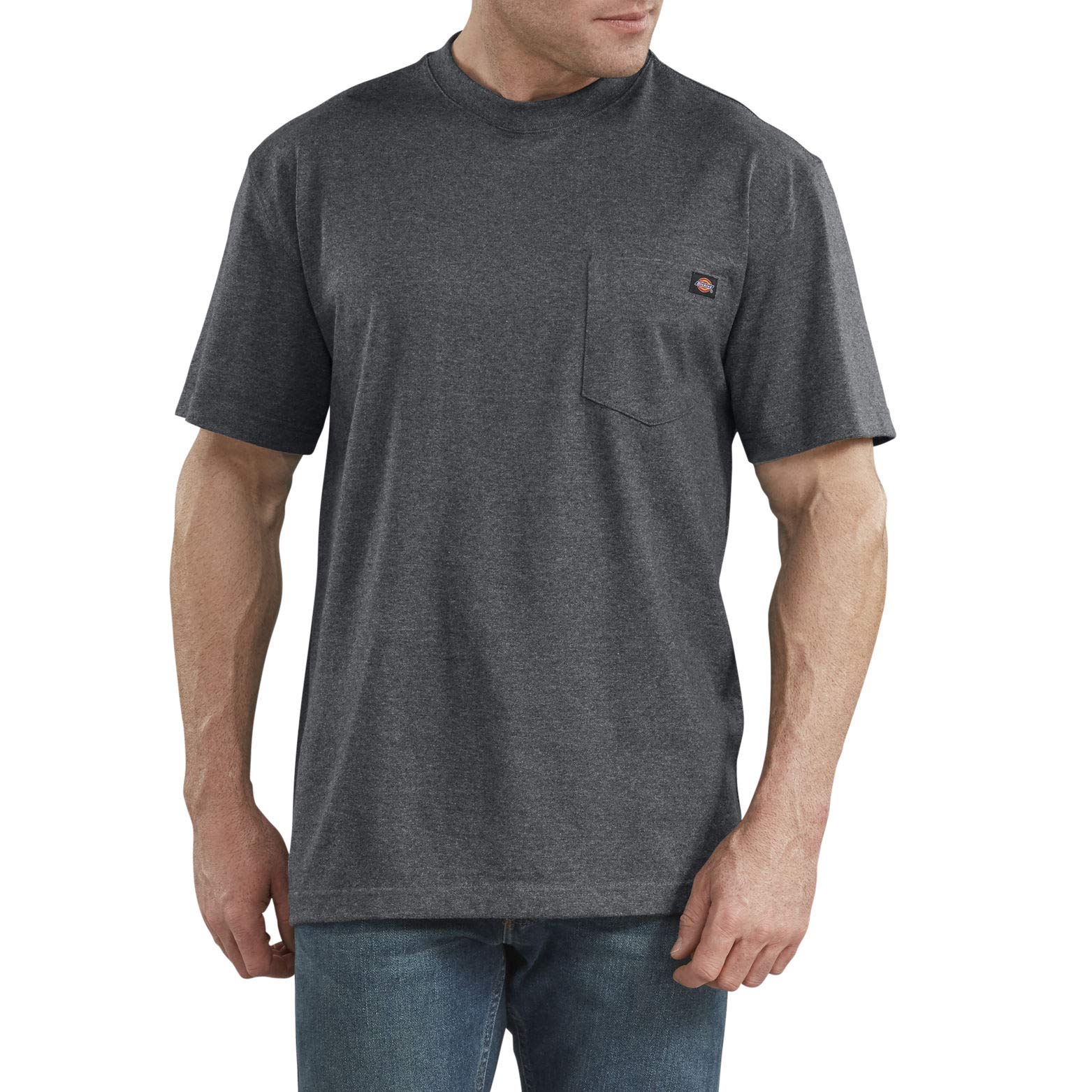 Dickies mens Heavyweight Crew Neck Short Sleeve Tee Henley Shirt, Charcoal Gray Heather, Medium US