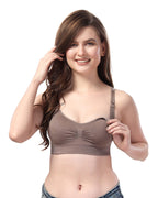 Fabme Womens Nylon-Spandex Wire Free Casual Full-Coverage Bra (BR0278_Chocolate_L)