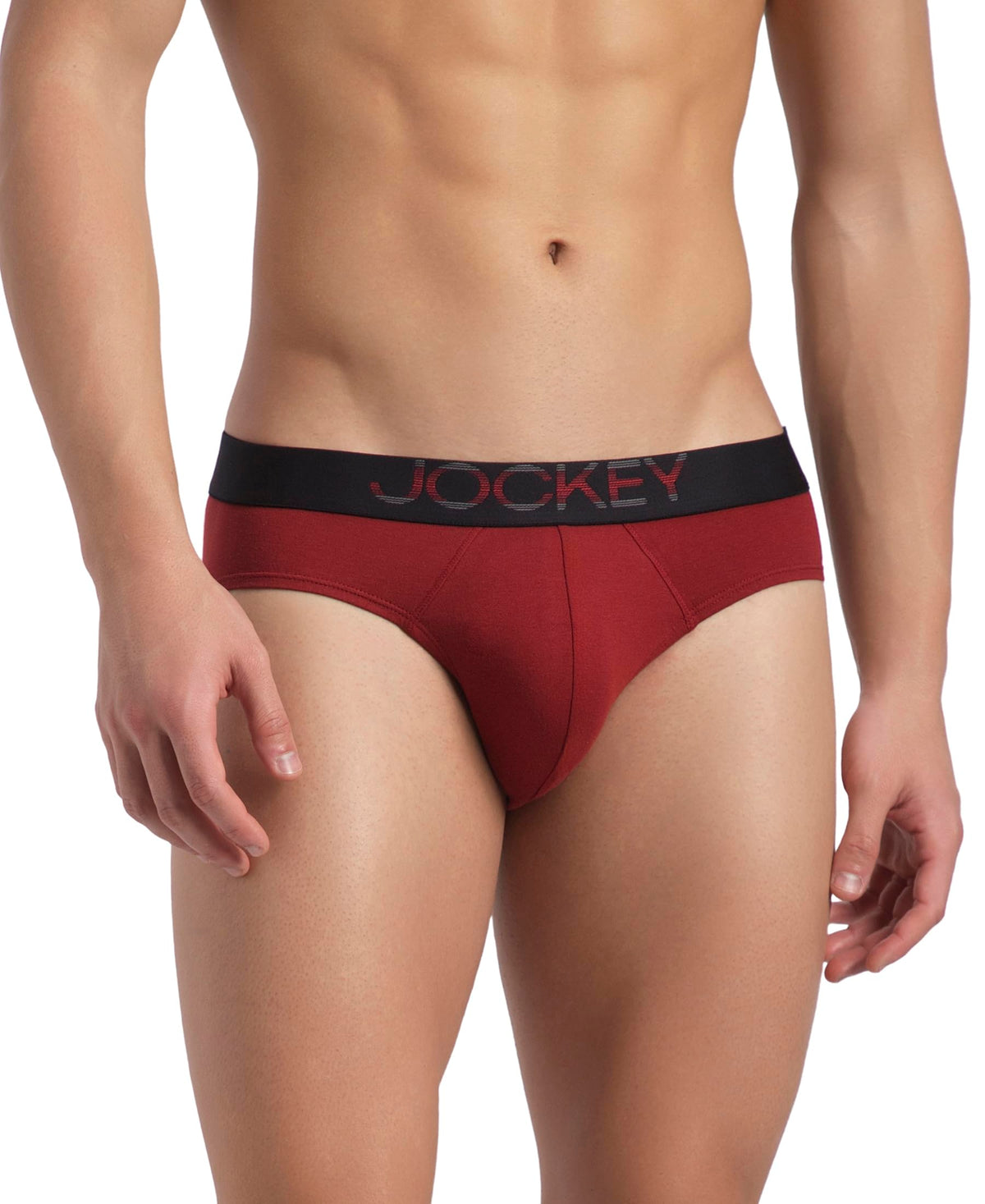 Jockey Us07 MenS Super Combed Cotton Elastane Stretch Solid Brief With Ultrasoft Waistband_Sundried Tomato_S