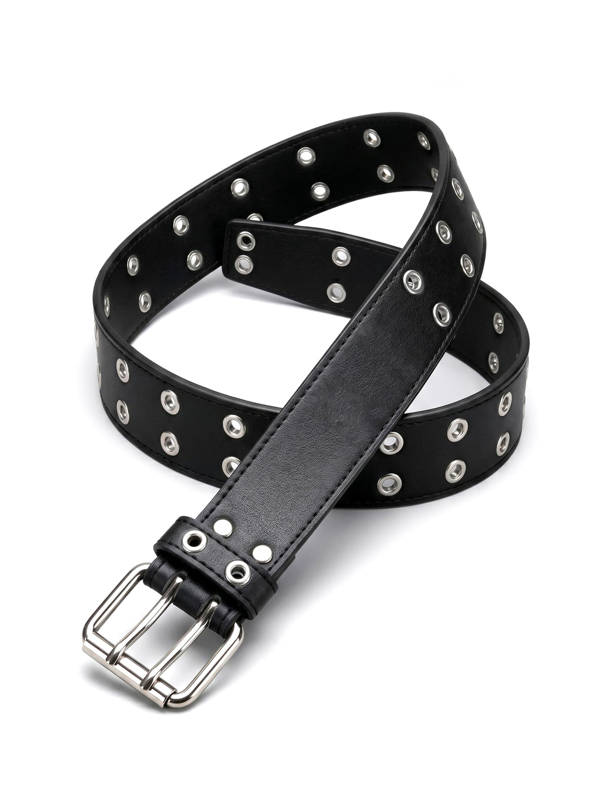 Del Roskosh WomenS Faux Leather Double Eyelet Belt, Y2K Fashion, Adjustable 2636 Inches, For Jeans, Shorts And Skirts | Formal 26