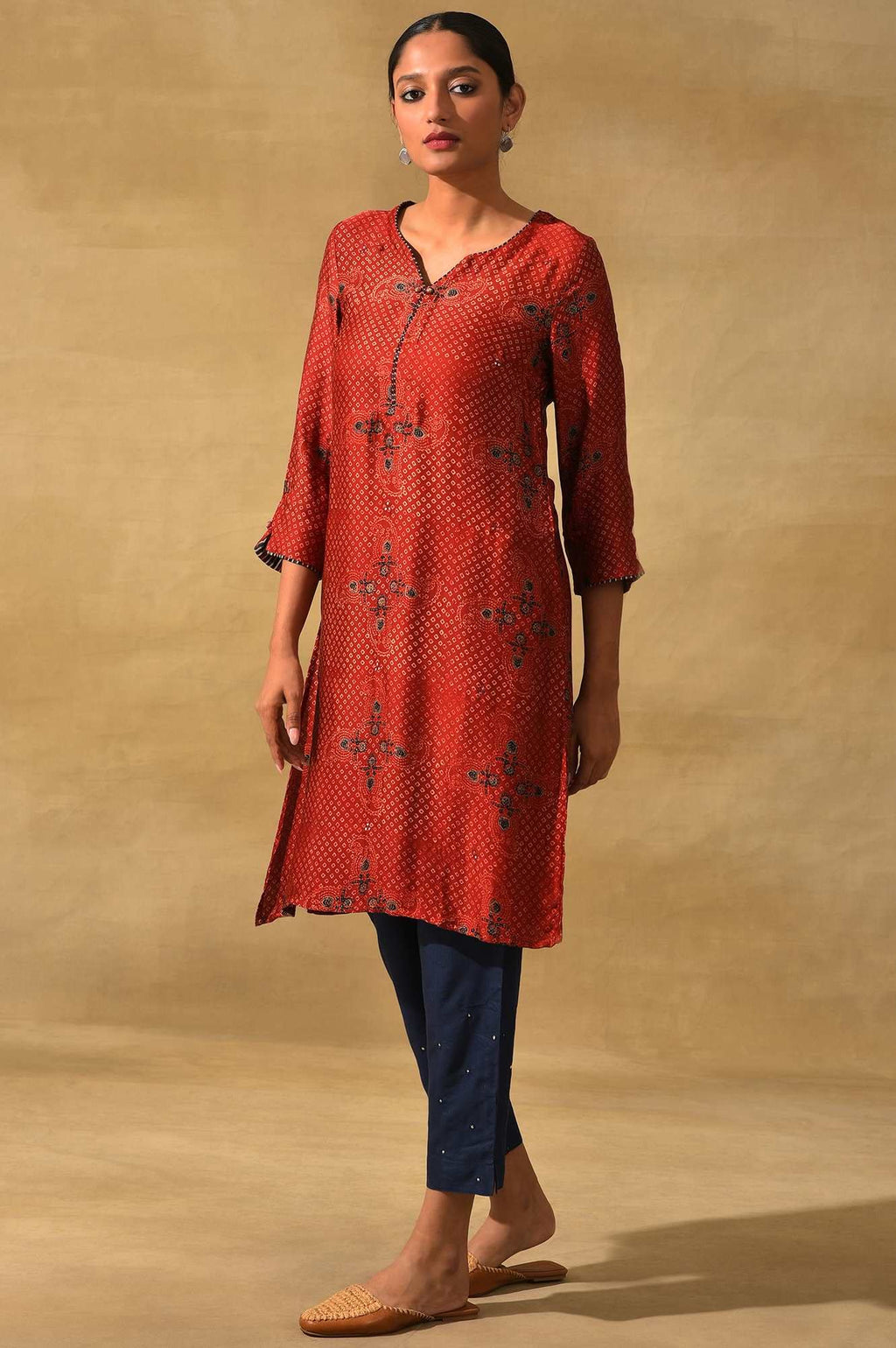 W For Woman Women'S Viscose Print Regular Kurtas