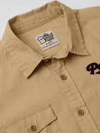 The Souled Store Peanuts: Good OlSnoopy Young Boys Cotton Long Sleeve Spread Collar Neck Button Front Regular Fit Shirts Beige